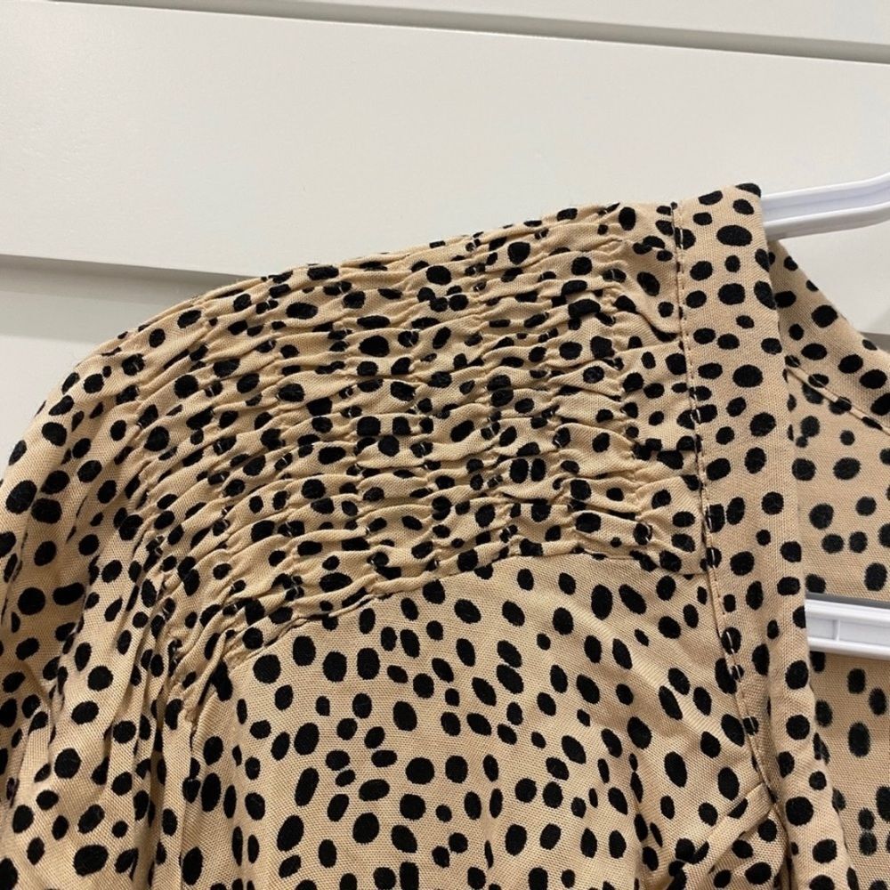 Beachgold Chelsea Tan Black Long SleeveCoverup Polka Dot Romper Women's XS - Picture 8 of 12